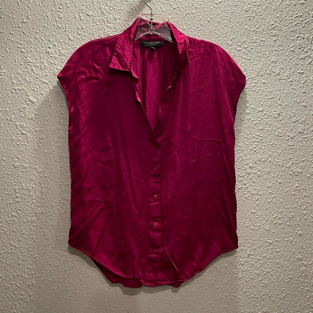 LiverPool Hot Pink 100% Viscose Button‎ Down Shirt.
